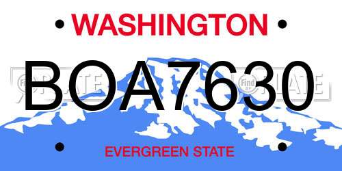 BOA7630 Washington License Plate