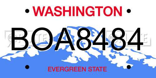 BOA8484 Washington License Plate