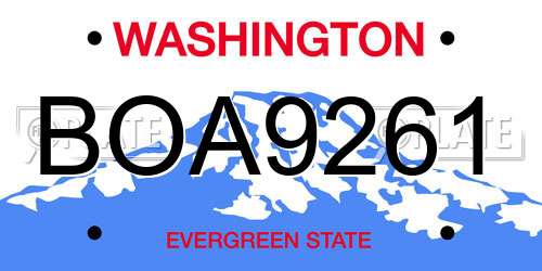 BOA9261 Washington License Plate