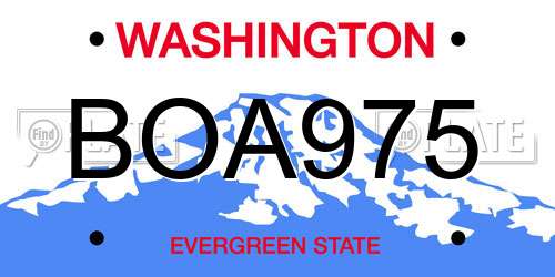 BOA975 Washington License Plate