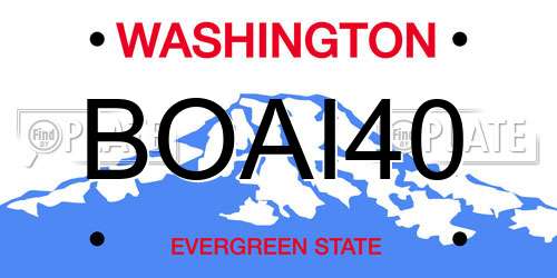 BOAI40 Washington License Plate