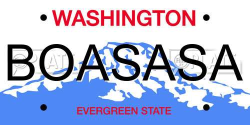 BOASASA Washington License Plate