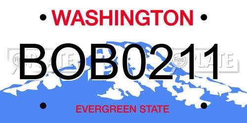 BOB0211 Washington License Plate