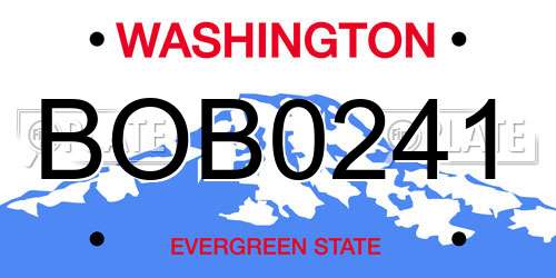 BOB0241 Washington License Plate
