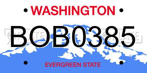 BOB0385 Washington License Plate