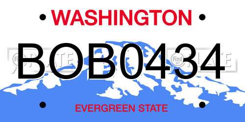BOB0434 Washington License Plate