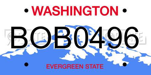 BOB0496 Washington License Plate