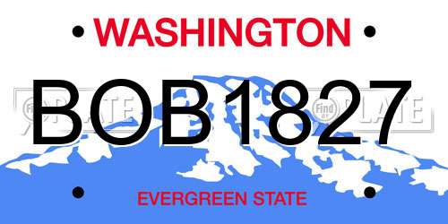 BOB1827 Washington License Plate