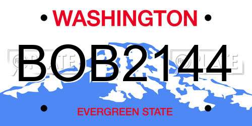 BOB2144 Washington License Plate