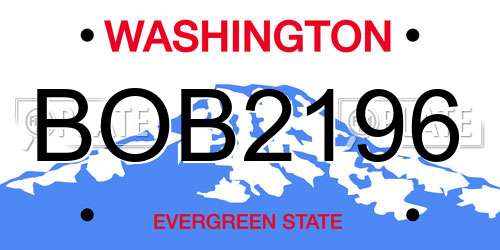BOB2196 Washington License Plate