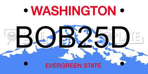 BOB25D Washington License Plate