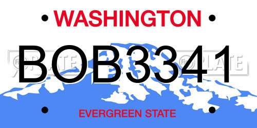 BOB3341 Washington License Plate