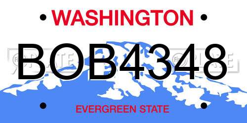 BOB4348 Washington License Plate