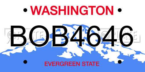 BOB4646 Washington License Plate