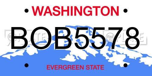 BOB5578 Washington License Plate