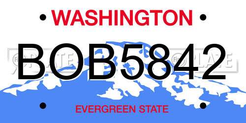 BOB5842 Washington License Plate