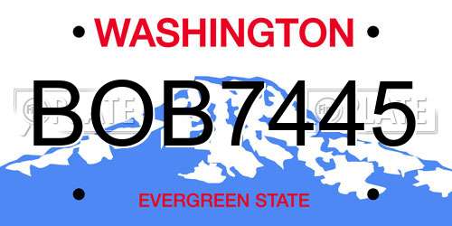BOB7445 Washington License Plate