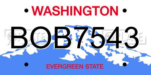 BOB7543 Washington License Plate
