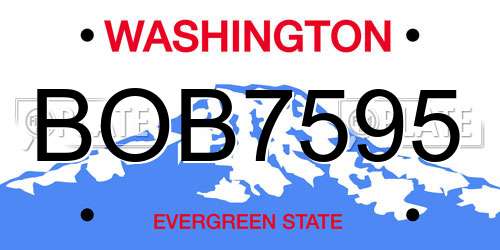 BOB7595 Washington License Plate
