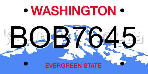 BOB7645 Washington License Plate
