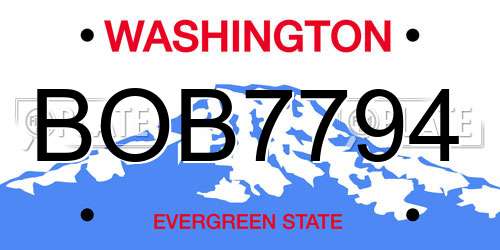 BOB7794 Washington License Plate