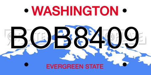 BOB8409 Washington License Plate