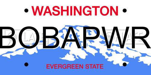 BOBAPWR Washington License Plate