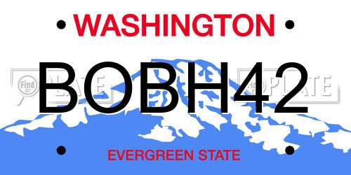 BOBH42 Washington License Plate