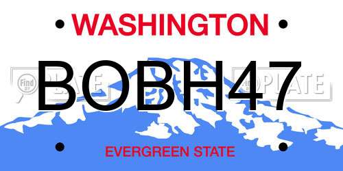 BOBH47 Washington License Plate