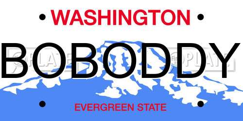 BOBODDY Washington License Plate