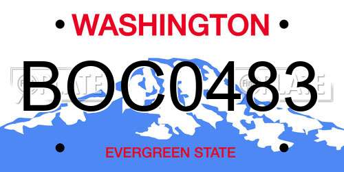 BOC0483 Washington License Plate