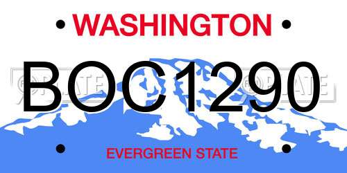 BOC1290 Washington License Plate