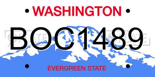 BOC1489 Washington License Plate