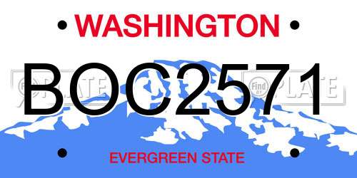 BOC2571 Washington License Plate