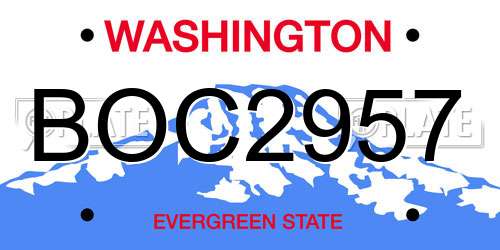 BOC2957 Washington License Plate