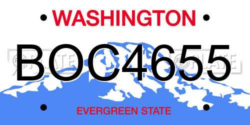 BOC4655 Washington License Plate