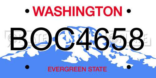 BOC4658 Washington License Plate