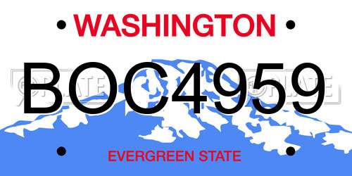 BOC4959 Washington License Plate