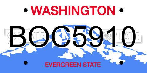 BOC5910 Washington License Plate