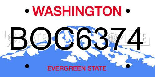 BOC6374 Washington License Plate