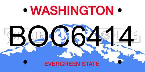 BOC6414 Washington License Plate