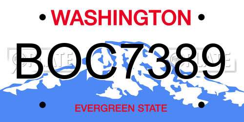 BOC7389 Washington License Plate