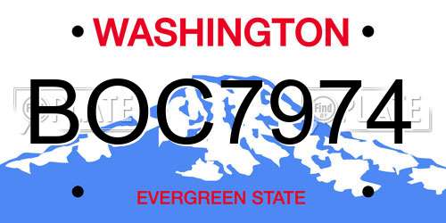 BOC7974 Washington License Plate