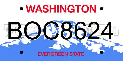 BOC8624 Washington License Plate