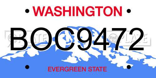BOC9472 Washington License Plate