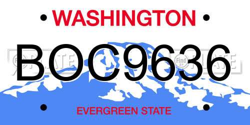 BOC9636 Washington License Plate