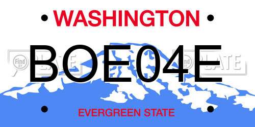 BOE04E Washington License Plate
