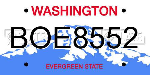 BOE8552 Washington License Plate