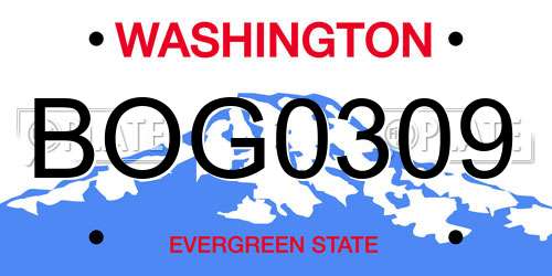 BOG0309 Washington License Plate