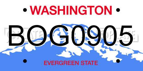 BOG0905 Washington License Plate
